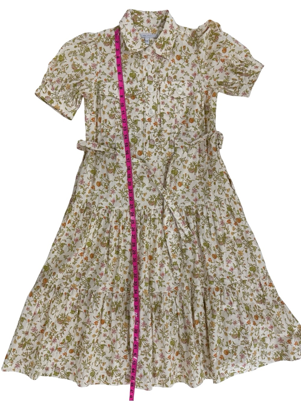 NWT Derek Lam 10 Crosby Buffy Utility Floral Midi Dress Puff Sleeve Size 6 - Picture 8 of 13